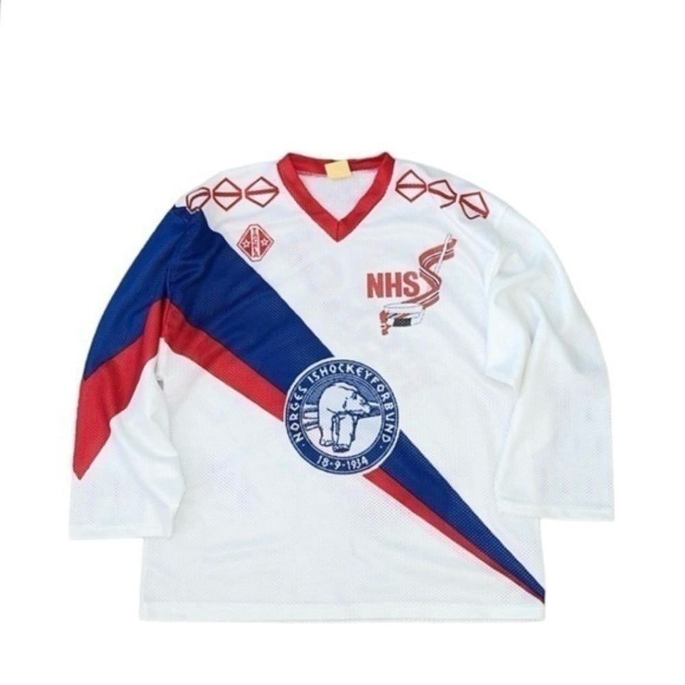 White, Red & Blue Men's Ice Hockey Jersey Sweatshirt